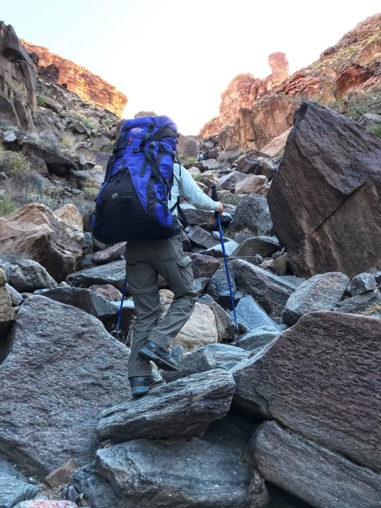 Lenny climbing up and out